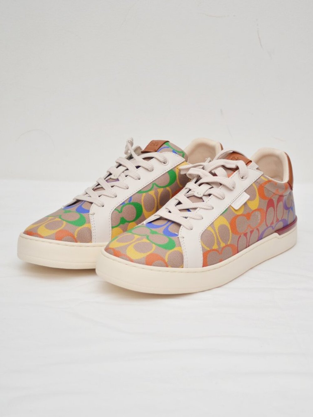 Coach Men's Lowline Low Top Sneaker In Rainbow Signature Canvas Size 10.5D